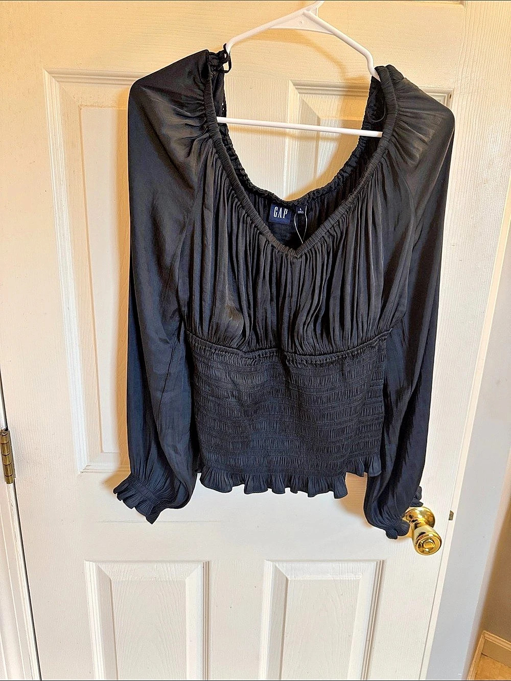 Gap Satin Square-Neck Top Black Large